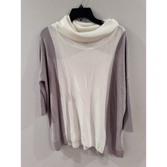 Etcetera Womens Long Sleeve Side Slit Turtleneck Sweater Color Block Size Small - Picture 1 of 6